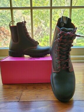 Blundstone Black Lace-Up Women's Boots with Red Stitching Womens 8 AU 5
